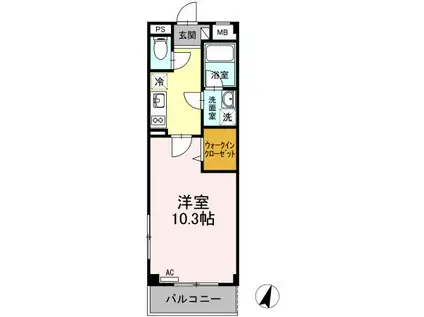 オリエンタルコートII(1K/3階)の間取り写真