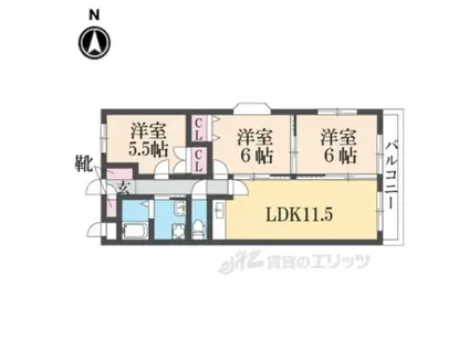 MAYUMIウエストサイド楠葉(3LDK/4階)の間取り写真