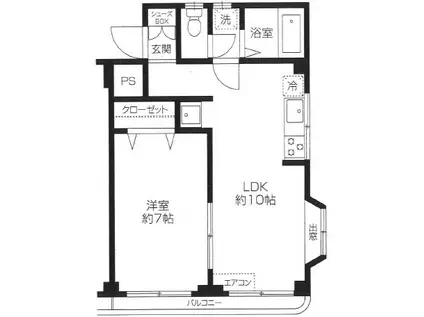 コスモ和光III(1LDK/1階)の間取り写真