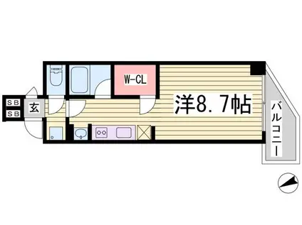 アスヴェル神戸元町海岸通(ワンルーム/10階)の間取り写真