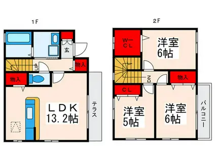 MY WISH壱番館(3LDK/1階)の間取り写真