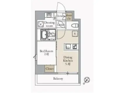 JMFレジデンス蔵前二丁目(1DK/9階)の間取り写真