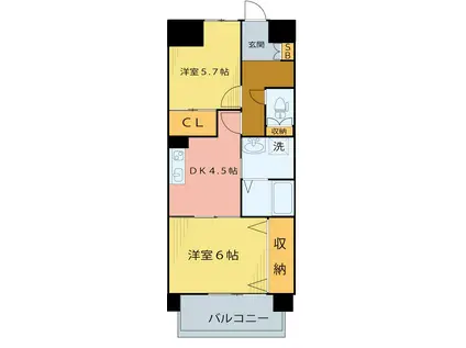 トロワフレール(2DK/4階)の間取り写真