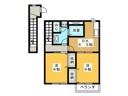 コンフォートヒルA(2DK/2階)の間取り写真