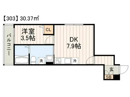 ウィステリアガーデン(1DK/3階)の間取り写真