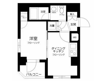 エスコートノヴェル用賀(1DK/2階)の間取り写真