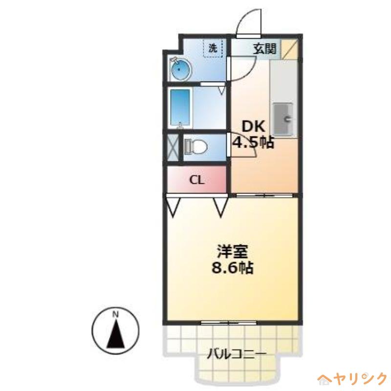 ジョビI(1DK/3階)の間取り写真