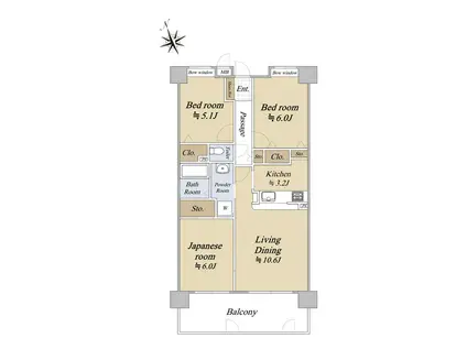 エスカイア八王子万町(3LDK/6階)の間取り写真
