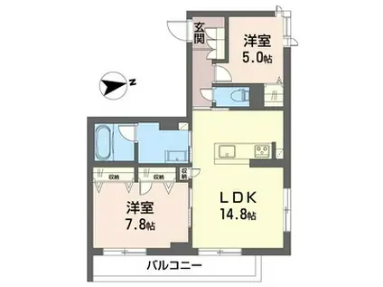 レザレII(2LDK/3階)の間取り写真