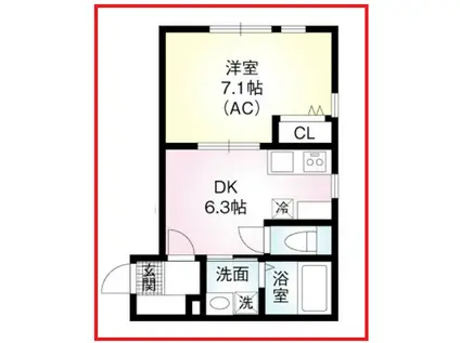 スクエア2(1DK/1階)の間取り写真