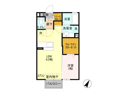 D-ROOMケンフォード202(1LDK/2階)の間取り写真