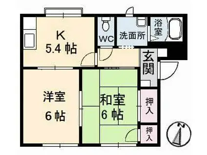 フレグランス矢賀B棟(2K/1階)の間取り写真