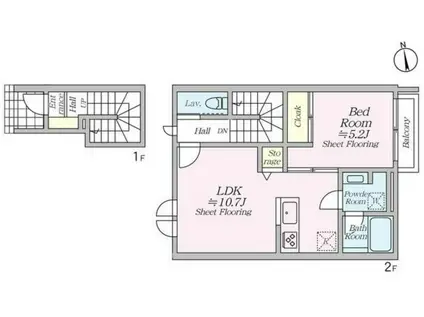 オルキデ蘆花公園参番館(1LDK/2階)の間取り写真