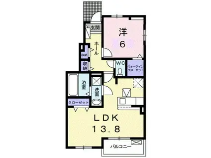 ルーラルハウス東山崎A(1LDK/1階)の間取り写真