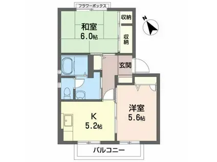 フローラルFUJI A(2K/2階)の間取り写真