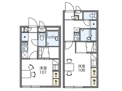 レオパレス大塚山(1K/1階)の間取り写真