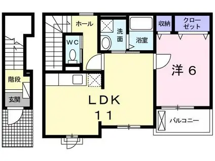 ココアガーデンII(1LDK/2階)の間取り写真