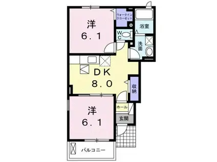 リーヴァ パルコ I(2DK/1階)の間取り写真