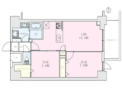 向山ガーデンレジデンス(2LDK/4階)の間取り写真