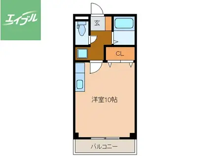 エーティーハイツA棟(ワンルーム/2階)の間取り写真