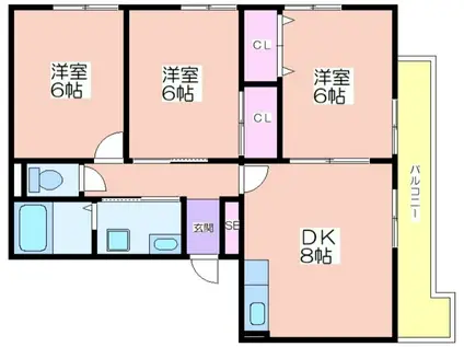 ルミエール牧落(3DK/1階)の間取り写真