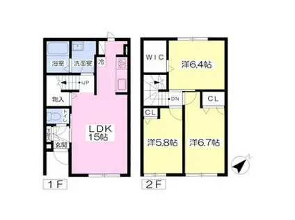 クローバーA(3LDK/1階)の間取り写真