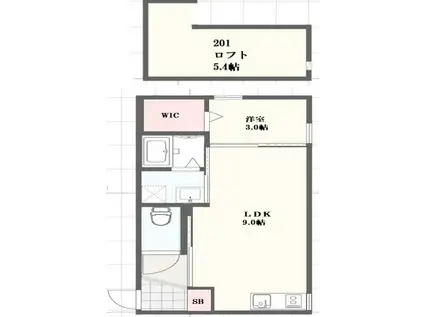 LEGGERO武庫川(1LDK/1階)の間取り写真