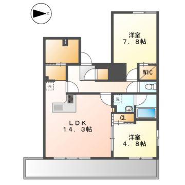 デュオフラッツ今池フレナ(2LDK/11階)の間取り写真