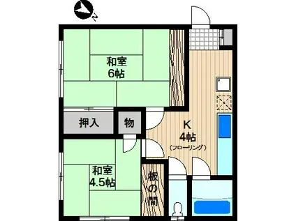 伊藤荘(2K/1階)の間取り写真