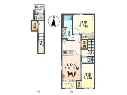 ＪＲ水郡線 上菅谷駅 徒歩14分 2階建 新築(2LDK/2階)の間取り写真