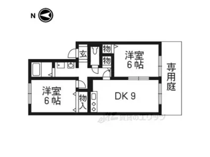 グリーンハイツ西賀茂B棟(2LDK/1階)の間取り写真