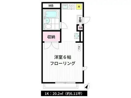 平林コーポ(1K/1階)の間取り写真