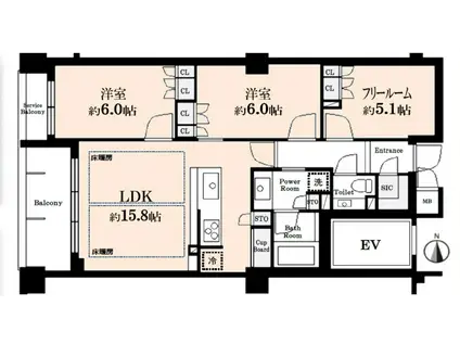 プレサンスグラン京都東洞院(3LDK/1階)の間取り写真
