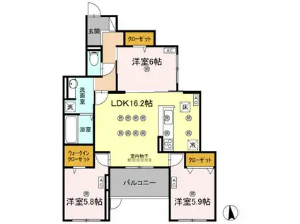 エグレットテラスII(3LDK/1階)の間取り写真