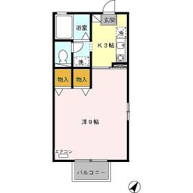 H・Iハウス(1K/2階)の間取り写真