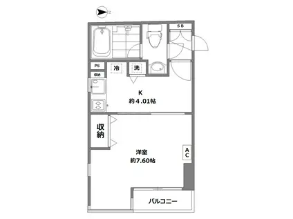 WILLDO八王子(1K/6階)の間取り写真