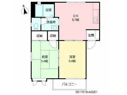 フレグランスKI(2DK/2階)の間取り写真