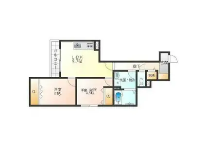 HEALING GRACE B棟(2LDK/2階)の間取り写真