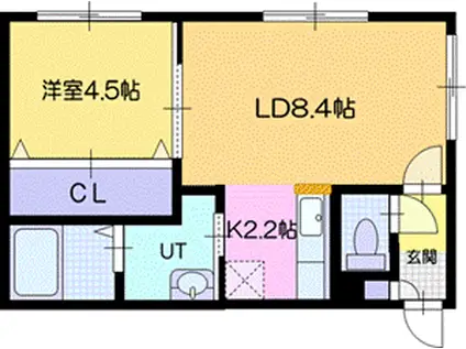 テラーザ新札幌(1LDK/2階)の間取り写真