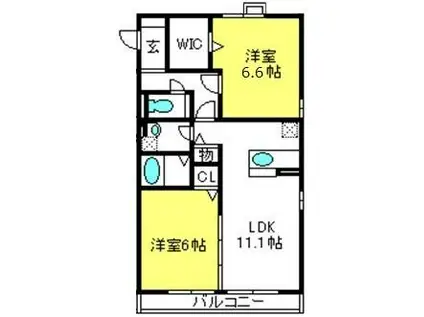 メゾンアリア(2LDK/1階)の間取り写真