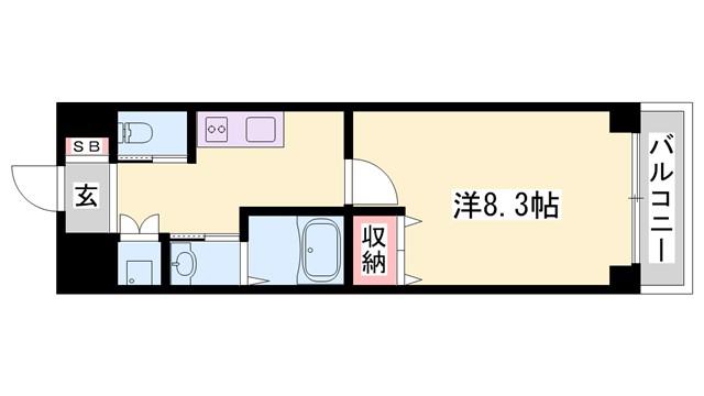 グロリアス(1K/1階)の間取り写真