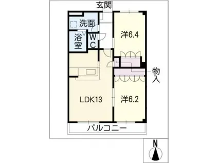 エルシャトー(2LDK/2階)の間取り写真
