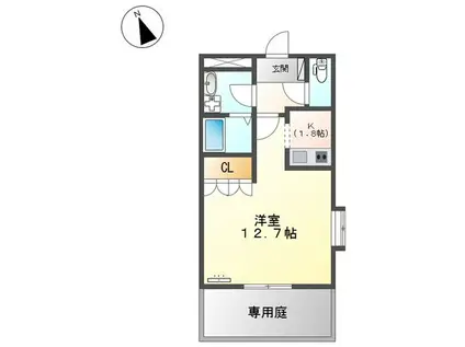 サンフォレスト(1K/1階)の間取り写真