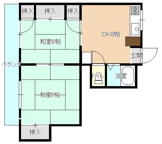 OSビル(2DK/1階)の間取り写真
