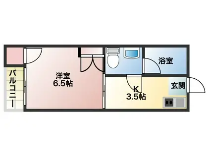 レイクサイドI(1K/3階)の間取り写真