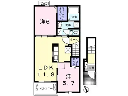 リブランカ(2LDK/2階)の間取り写真