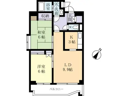 サンヒルズやまのい(2LDK/4階)の間取り写真