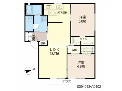 シャルマン メゾンA棟(2LDK/1階)の間取り写真