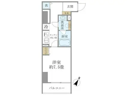 SS. FLAT神楽坂サウス(1K/4階)の間取り写真