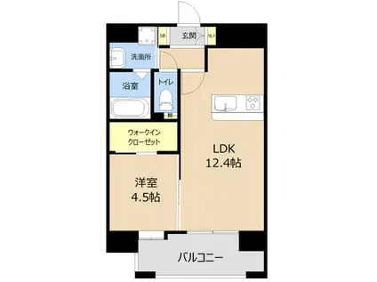 LIBTH熊本駅東(1LDK/2階)の間取り写真